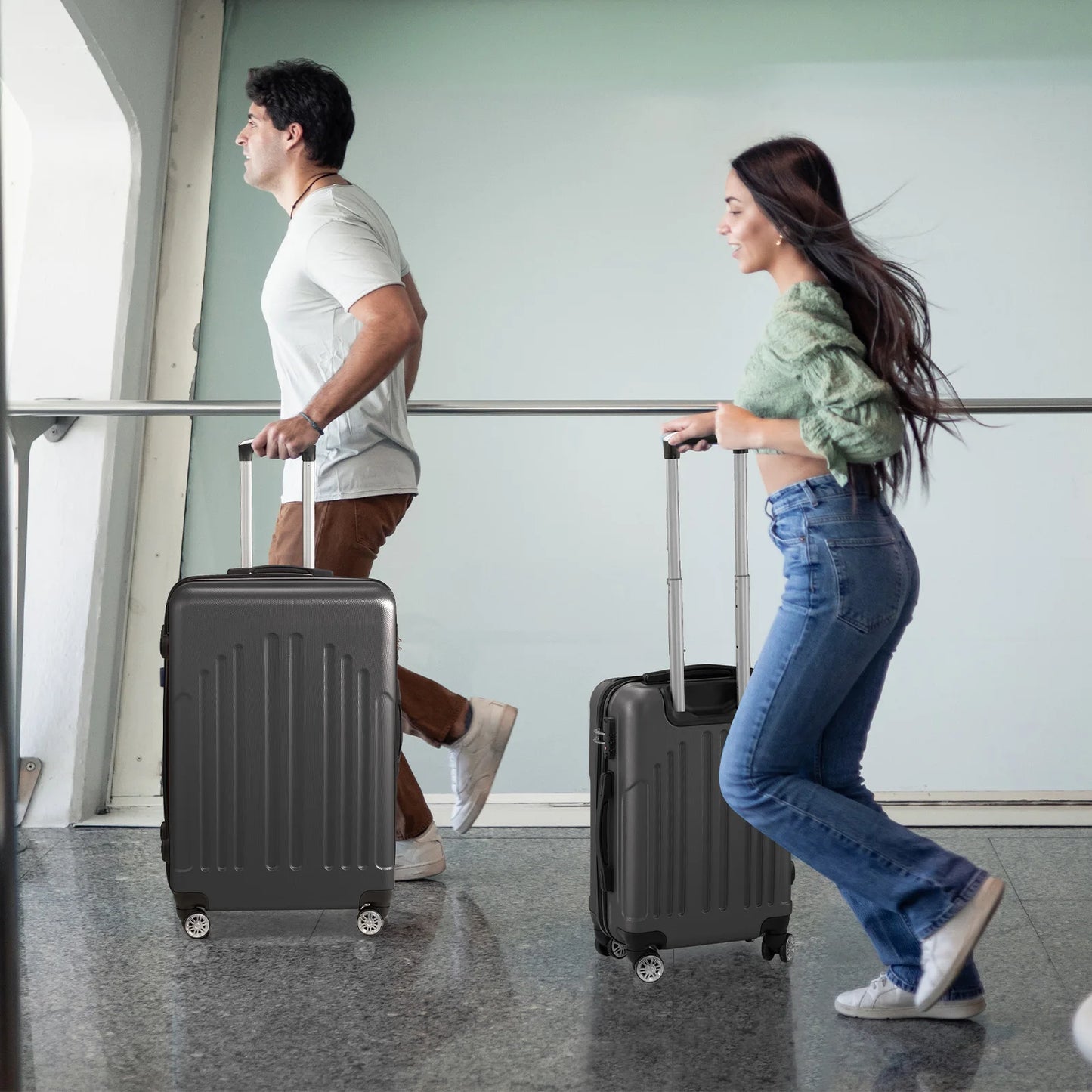 Luggage Set of 3,ABS+PC Hardside Suitcase Sets with TSA Lock 4 Spinner Wheels,Lightweight Trolley Travel Case for Carry On Check