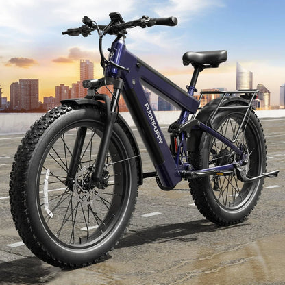 PUCKIPUPPY Mountain Electric Bike 1350W, 48V 30AH Dual Battery Ebike 130 Miles Long Range Full Suspension E bike 26" Fat Tire