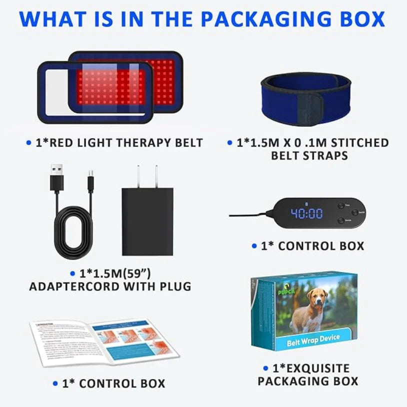 Red Infrared Light Therapy Belt for Pets Pain Relief 660&850nm wavelength Portable Cold Laser Therapy Device for Dogs Arthritis