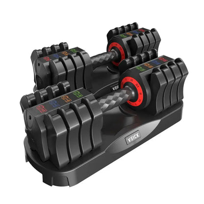 25 55 lbs Adjustable Dumbbell with AntiSlip Turning Handle, Fast Adjust Weight for Men Women, Exercise Equipment with Tray for H