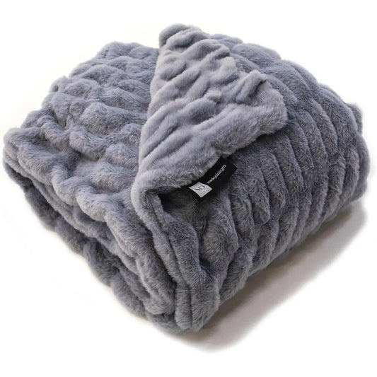 Ash Gray Minky Blanket – Ultra Soft Faux Fur Throw Blanket for Couch, Bed & Home – Fluffy, Warm & Luxurious – Chic Collection (X