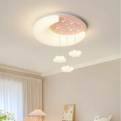 Nordic Moon Star Design Cream Style Led Ceiling Lamp Dimmable for Child Bedroom Study Home Decor Acrylic Hanging Light Fixture