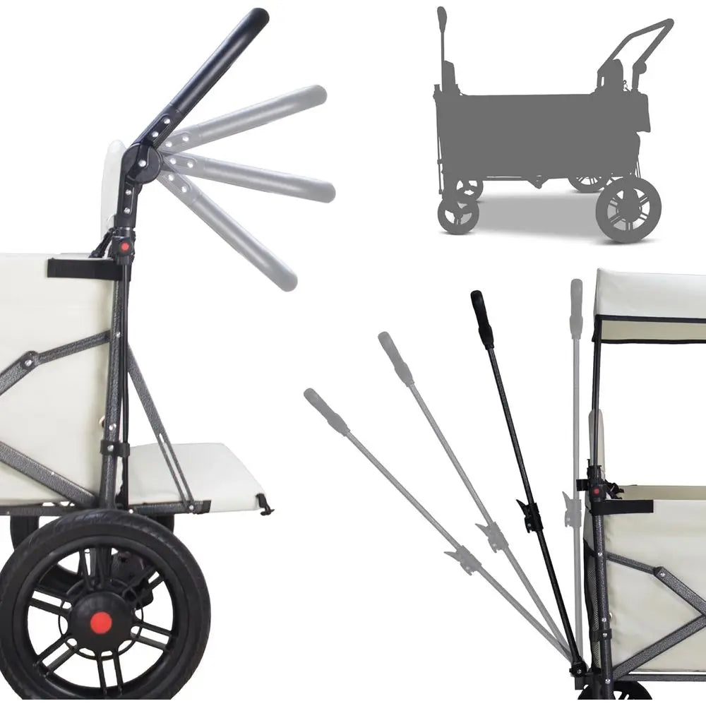 Collapsible Foldable Wagon Cart with Quick-Release Wheels & 2 Seats Camping Wagon- Heavy-Duty Utility Wagon 265LBS Capacity for