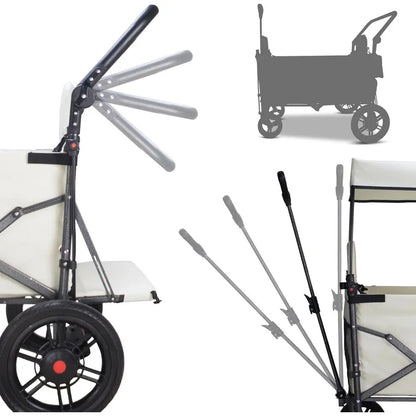 Collapsible Foldable Wagon Cart with Quick-Release Wheels & 2 Seats Camping Wagon- Heavy-Duty Utility Wagon 265LBS Capacity for