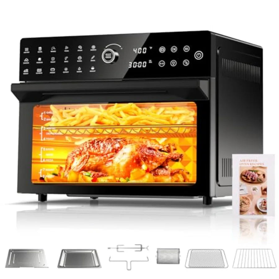 Extra Large 32Qt Air Fryer Toaster Oven Combo - 1800W Dual Cook Settings 360 Hot Air Circulation for Healthier Meals 13 Pizza M