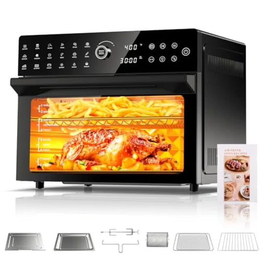 Extra Large 32Qt Air Fryer Toaster Oven Combo - 1800W Dual Cook Settings 360 Hot Air Circulation for Healthier Meals 13 Pizza M