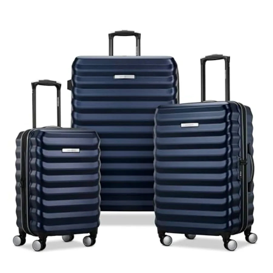 Hard-Sided 20 and 24 Inch 2-Piece Lightweight Checked Large Expandable Element Suitcase Set: Durable, 360° Spinner Wheels, Adju