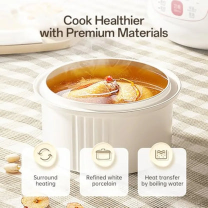 Small Electric Stew Pot with Multi-Purpose Ceramic Cooker for Soup Preparation Dessert Making and Steaming Food Features Multip