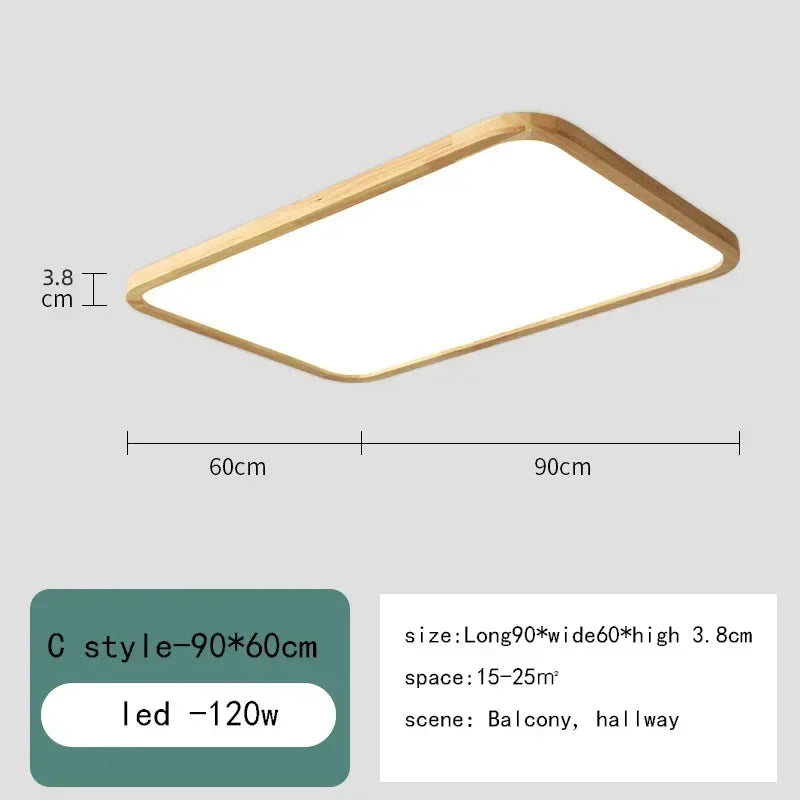 Solid wood LED ceiling light simple wooden design living room master bedroom dining room balcony new lighting fixtures