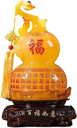 Lucky Wooden Glazed Brass Gourd Decor for Home, Office, and Celebration Gifts