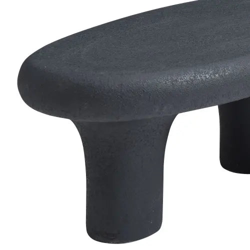 47.24 inch living room coffee table, retro table with 3 supporting legs, matte black table, irregular central table