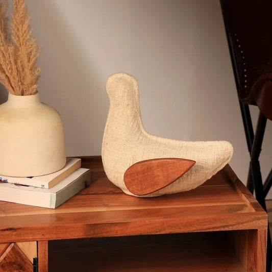 Exquisite Handcrafted EcoMix Dove Figurine – 9X4.5X7.8" Fabric & Wood Wings Sculptural Home Décor