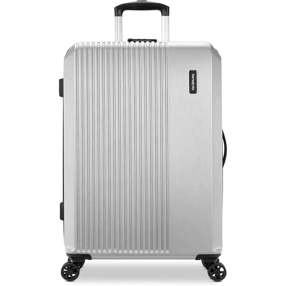 alliance collection hardside spinner luggage set, lightweight, 3-piece (carry-on/medium/large), silver