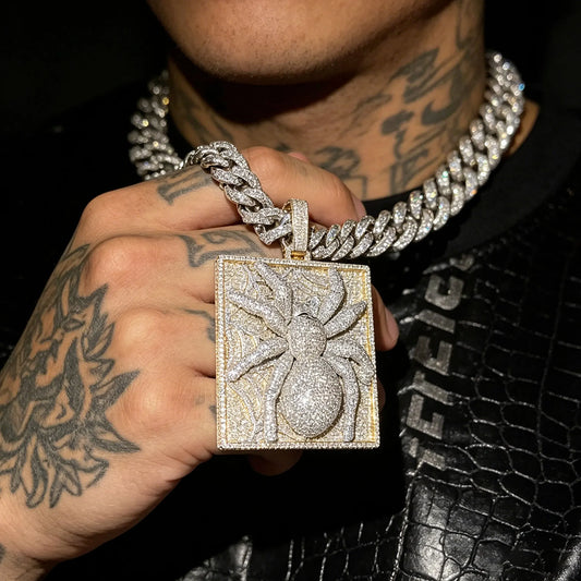 LYEE CYEE New Exquisite Jewelry Square Spider Animal Hip Hop Pendant Necklace GRA Certified Men's Luxury Christian Party Jewelry Men's and Women's Wear Best Gifts for Festivals/Birthdays/Banquets