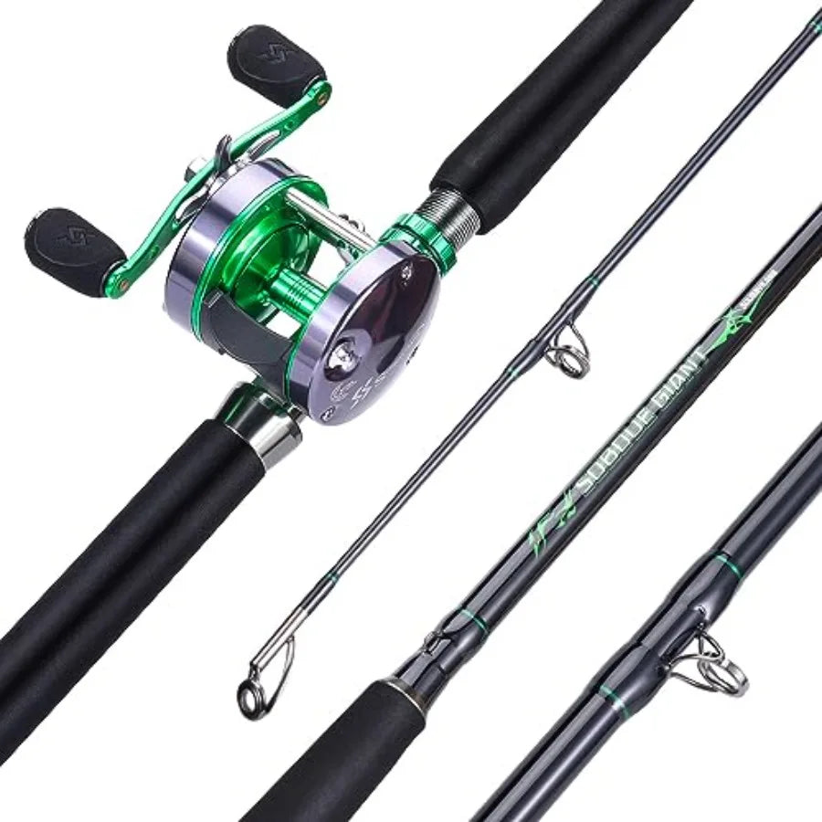 2Piece Conventional Fishing Rod and Reel Combo for Catfish Salmon Steelhead Striper and Bass Comfortable EVA NonSlip Grips Dura