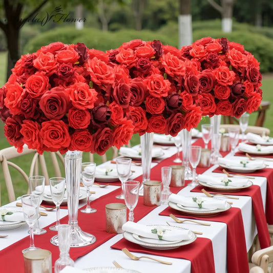 Angela Flower A8994 2pcs/lot 1.31ft White Red Pink Purple Rose Floral Balls Decor Outdoor Wedding Artificial Dinner Centerpieces Banquet Supplies