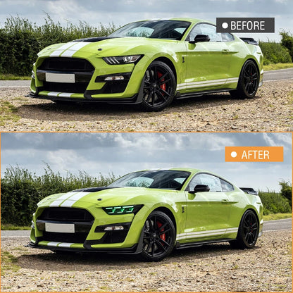 RGB Headlights For Ford Mustang 2015-2017 A Pair of LED HeadLamps Assembly Projector Car Accessories