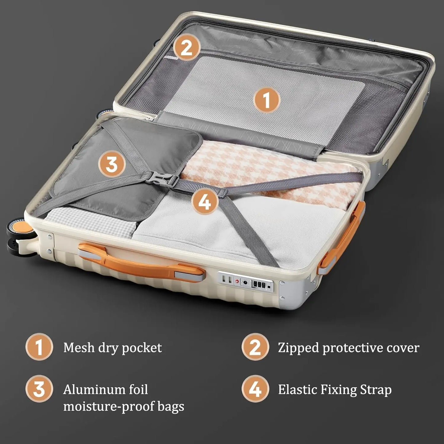 Joyway 1/3pcs Travel Luggage Suitcase, TSA Lock, Durable Lightweight PP Hard Shell Suitcase, Side Hooks, Corner Protectors