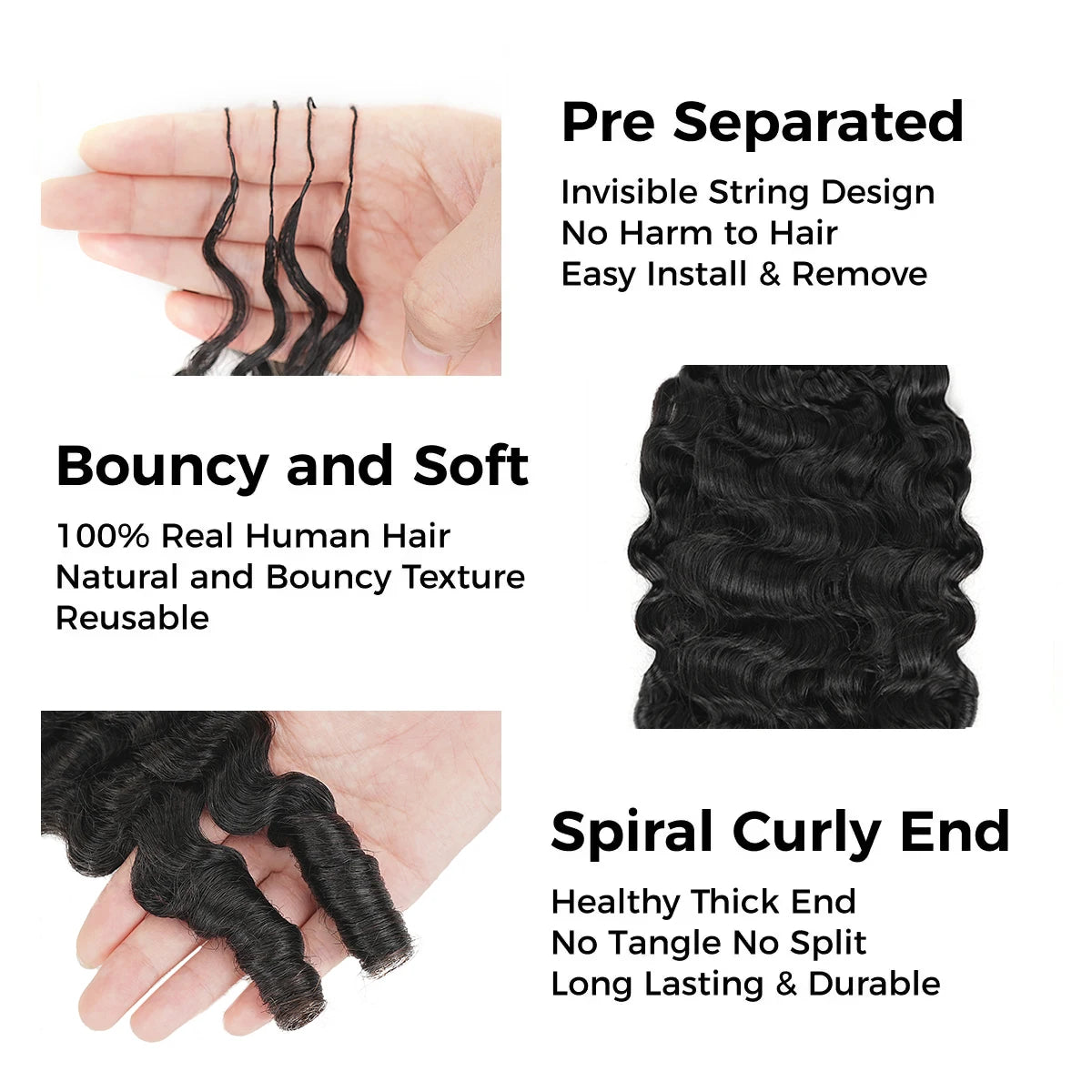 Burmese Curly Feather Crochet Human Hair France Curly Pre-Separated Knotless Crochet Human Hair Extensions With Loop For Braidin  Crochet Human Hair Extensions Burmese Pixie Curls Crochet Hair