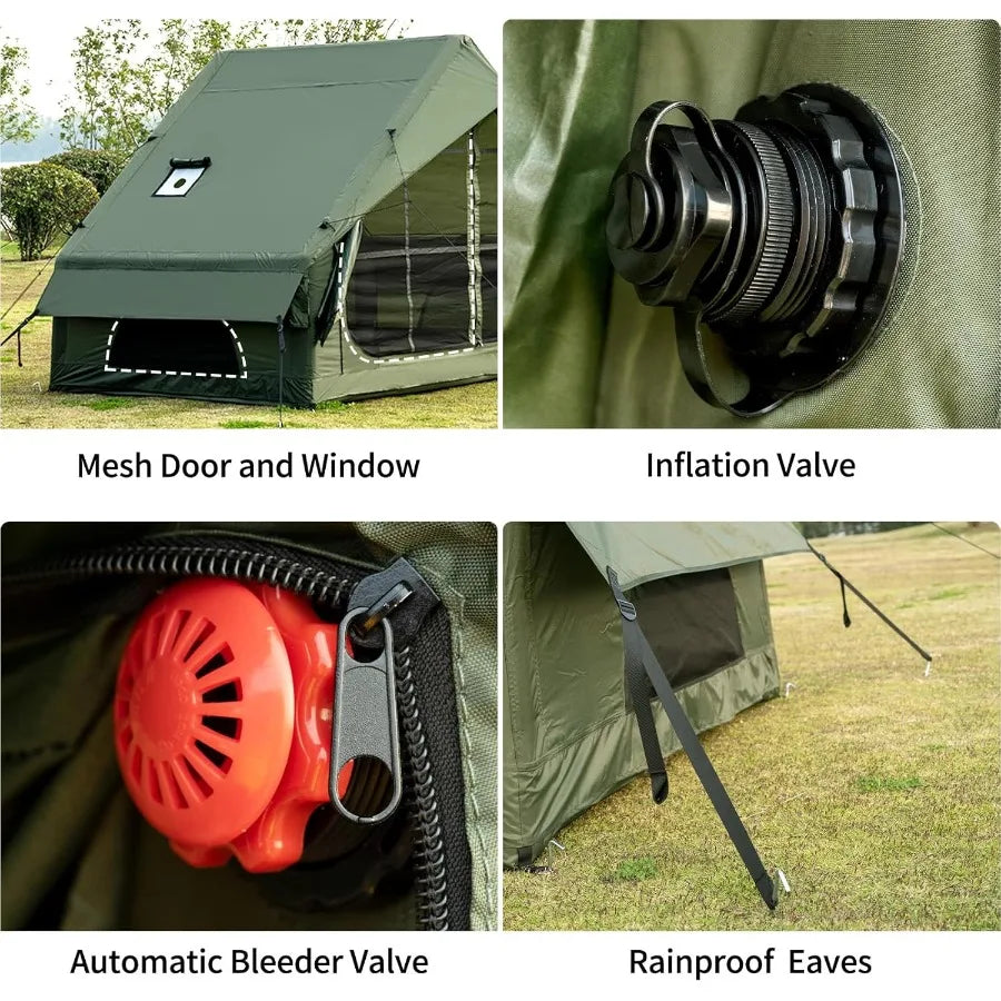 Inflatable Camping Tent with Hand Pump Waterproof Outdoor Blow up Tent 28 Person Ox 4 Season Glamping Air Tent Cabin House with