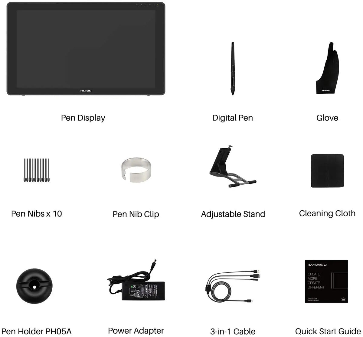 HUION Kamvas 22 Graphic Pen Tablet Monitor Pen Display 21.5 Inch Anti-glare Screen 120%s RGB Windows Mac And Android Device