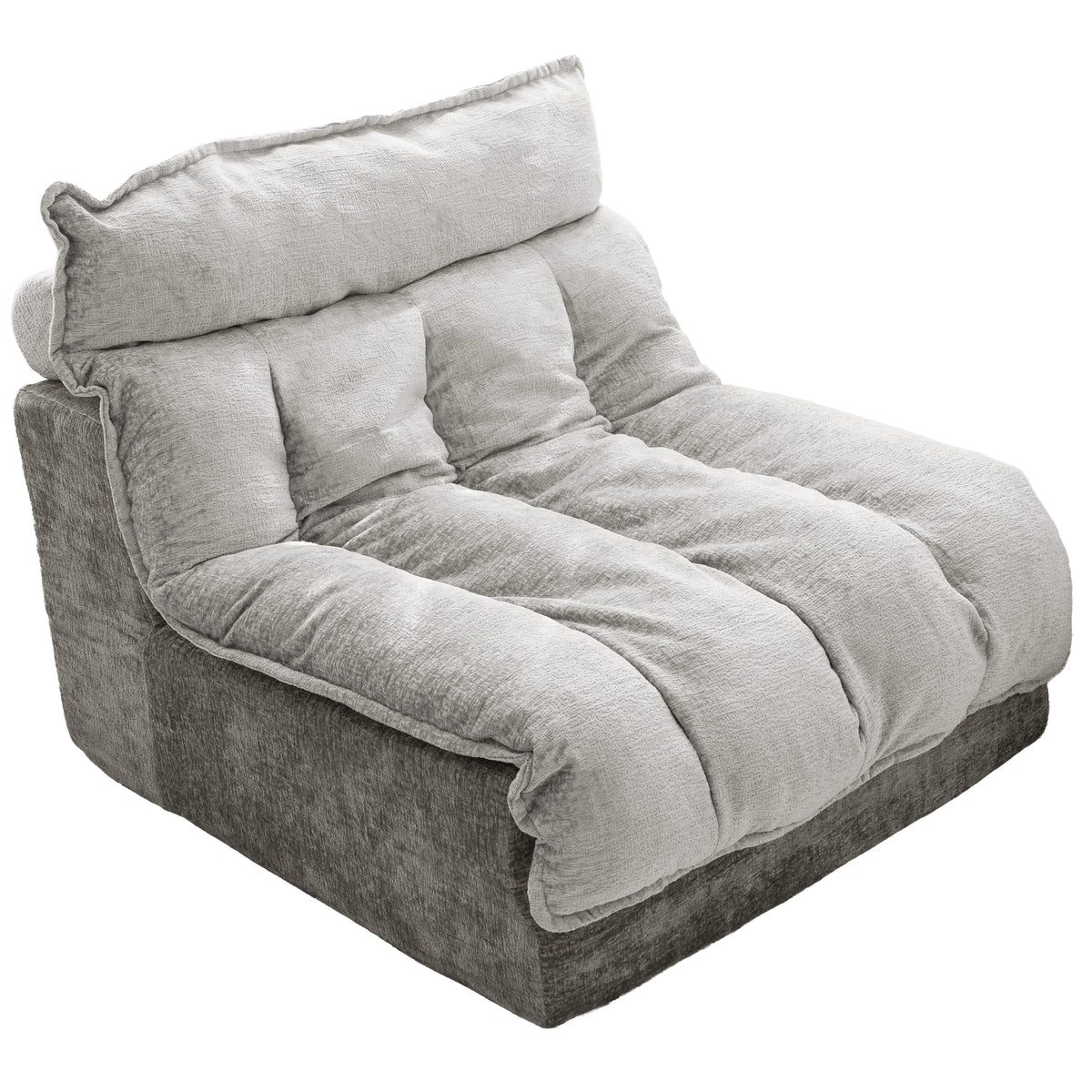 High Density Foam Bean Bag Chair Double Layer Chenille Lazy Sofa Ergonomic Tiered Back Support Compact Single Sofa for Living Room Apartment