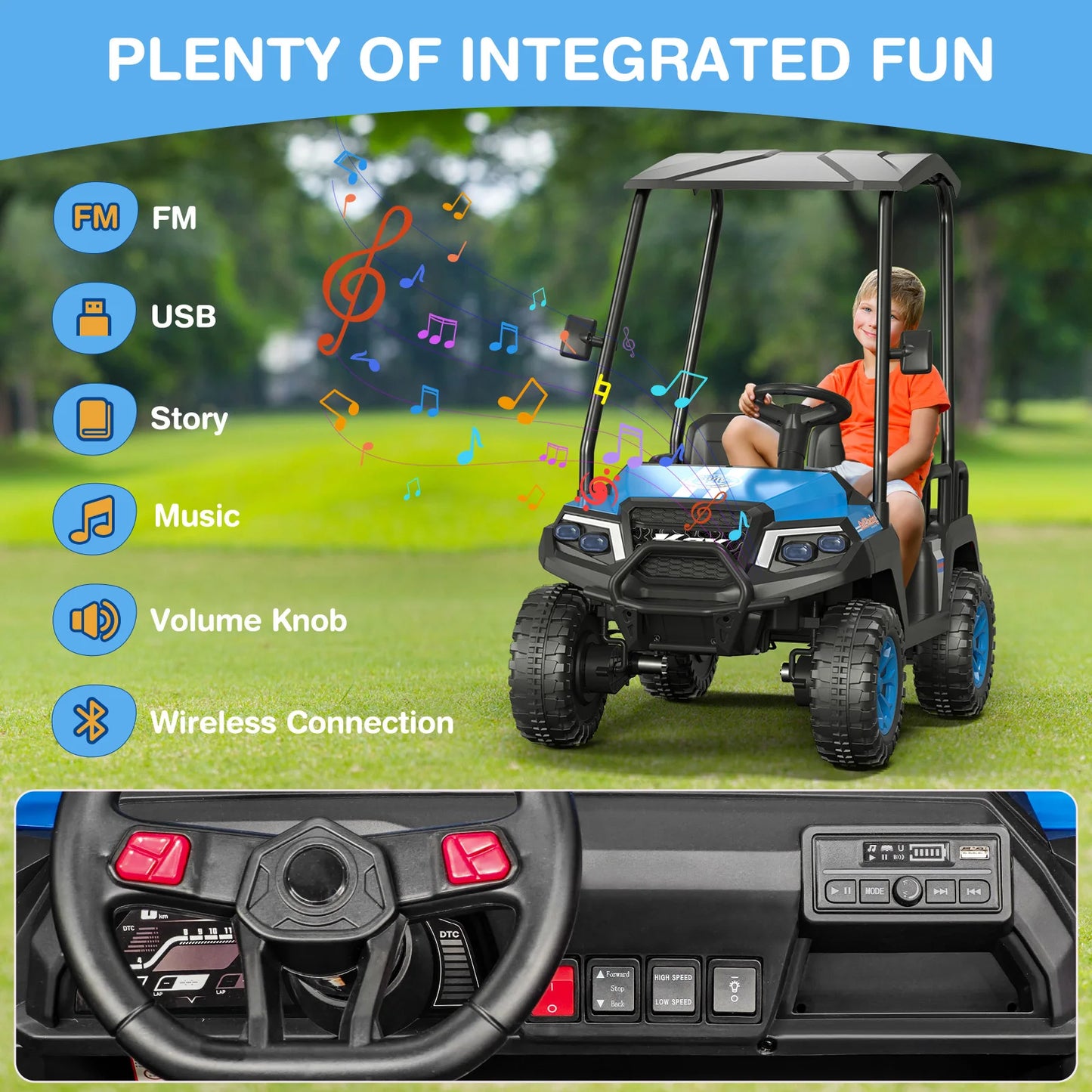 LIGIANT 24V 4-Seater Ride On Golf Cart for Big Kids, 4WD, 264 Lbs Load, Remote, Music, Suspension, Christmas Gift for Kids