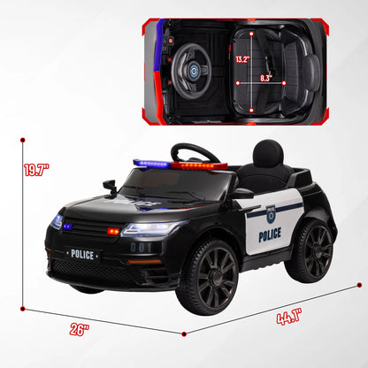 12V Kids Ride on Police Car with Remote Control, Black