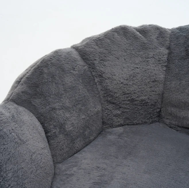 Large Petal Cloud Lounge Chair, Artificial Rabbit Velvet Lazy Sofa, Cozy Wrap-Arm Single Seat for Bedroom, Living Room & Gaming