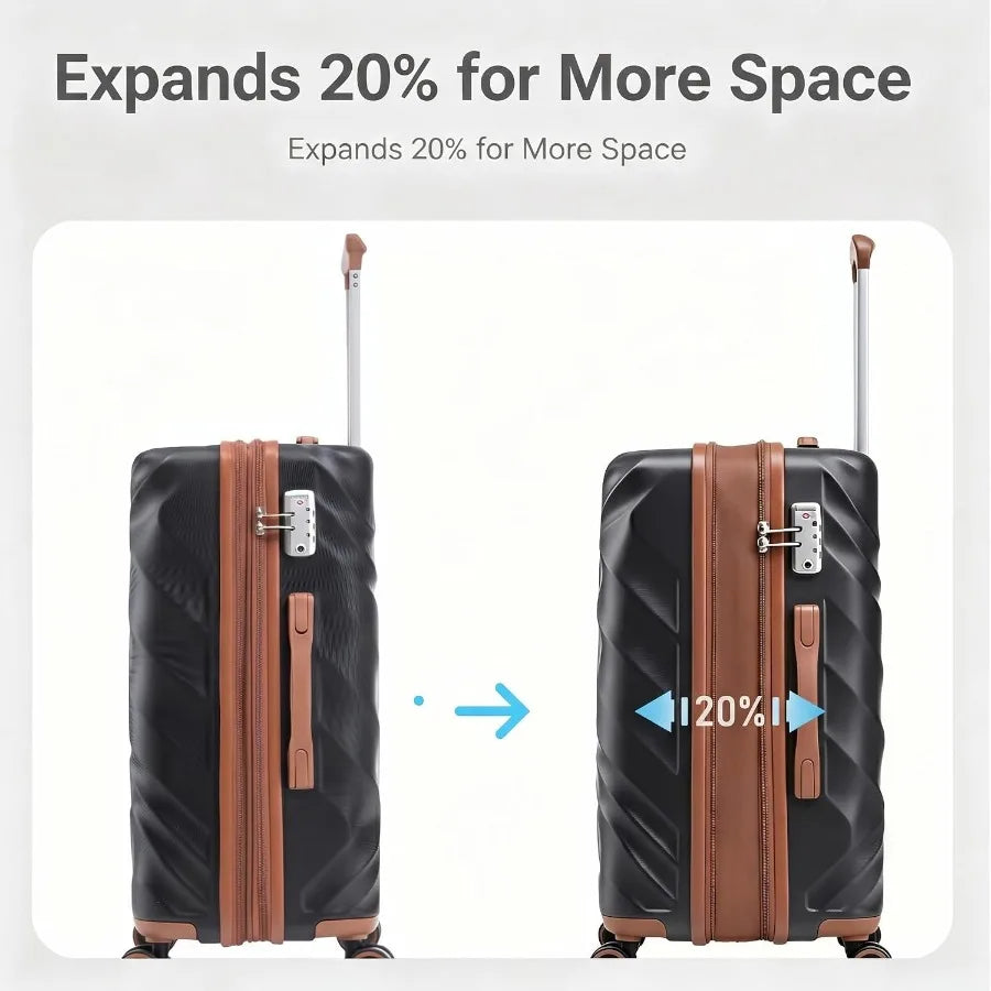 Expandable Luggage Set, Hard Suitcases with TSA Lock Spinner Wheels 20/24/28 inch
