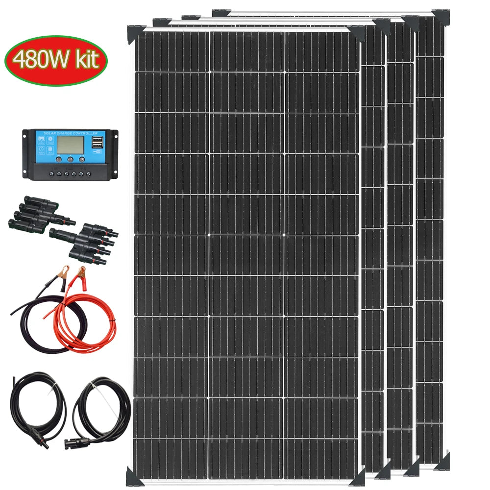 18V Solar Panel 1200W 600W Waterproof Monocrystalline Best Solar Panel 1- 10pcs 120W China Charging Camping RV Boat battery Home