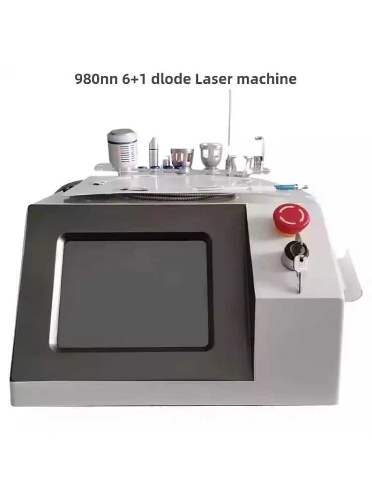 980nm Diode Laser Machine 6 in 1 Used For Vessel Removal Couperose Spider Veins Fungal Nails Local Fat Dissolution Physiotherapy
