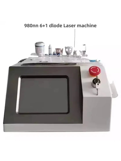 980nm Diode Laser Machine 6 in 1 Used For Vessel Removal Couperose Spider Veins Fungal Nails Local Fat Dissolution Physiotherapy