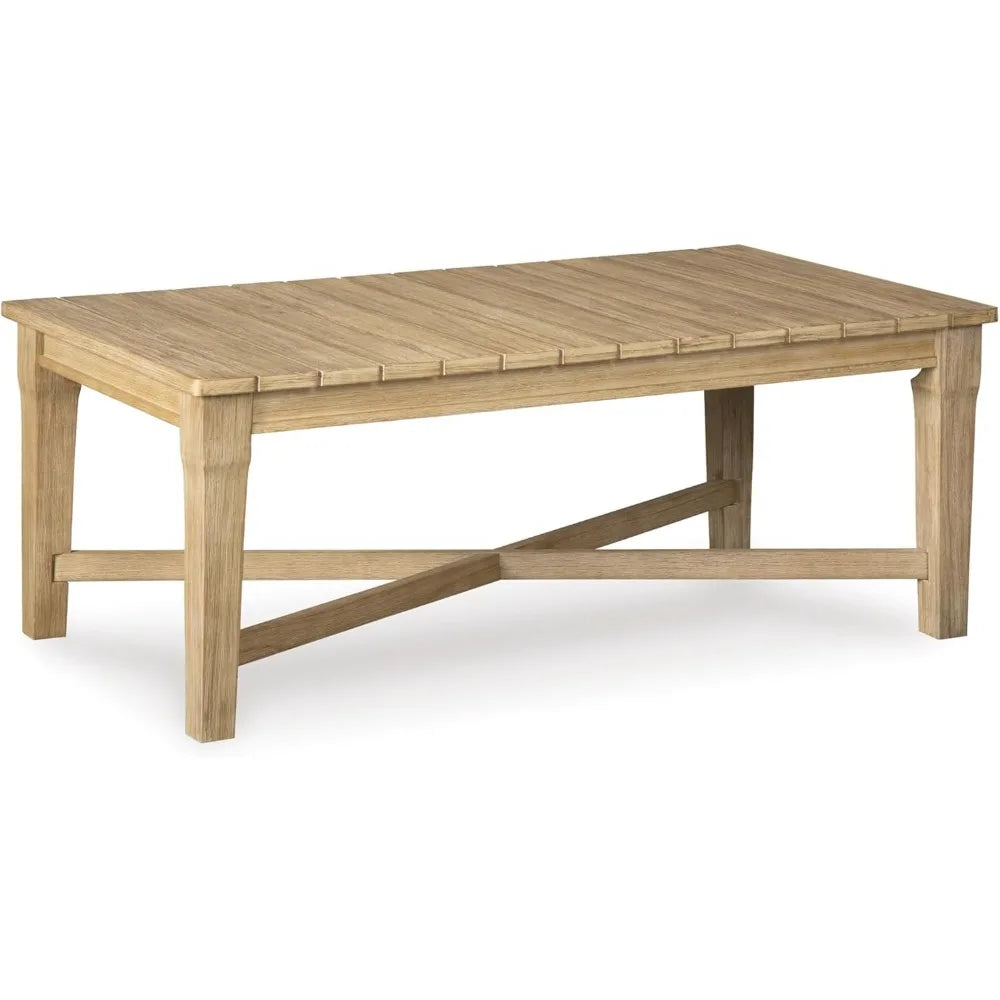 Signature Design by Ashley Outdoor Eucalyptus Carter Hall Patio Coffee Table, Beige