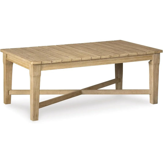 Signature Design by Ashley Outdoor Eucalyptus Carter Hall Patio Coffee Table, Beige