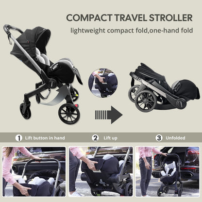 Foldable baby stroller, adjustable backrest lightweight newborn stroller, Suitable for children aged 0-3, Outdoor camping vehicl