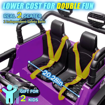 Two-seater Children's Truck With Parental Control  Children's Off-road Vehicle  Independent Seat Belt  Purple Electric Vehicle