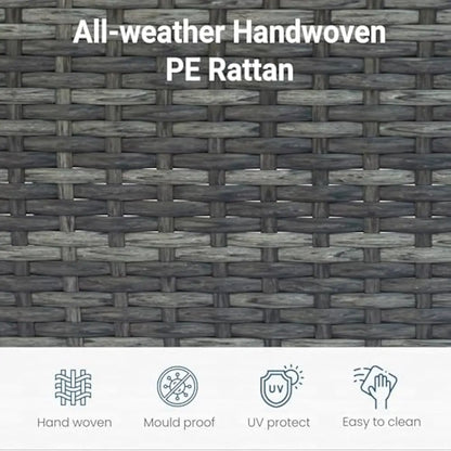 5-Pieces Outdoor Patio Furniture Sets with Cushions & Glass Coffee Table, All Weather Wicker Rattan Sectional Sofa Set