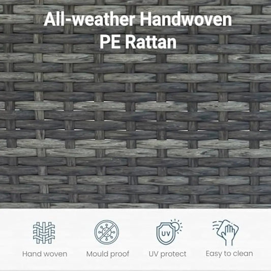 5-Pieces Outdoor Patio Furniture Sets with Cushions & Glass Coffee Table, All Weather Wicker Rattan Sectional Sofa Set