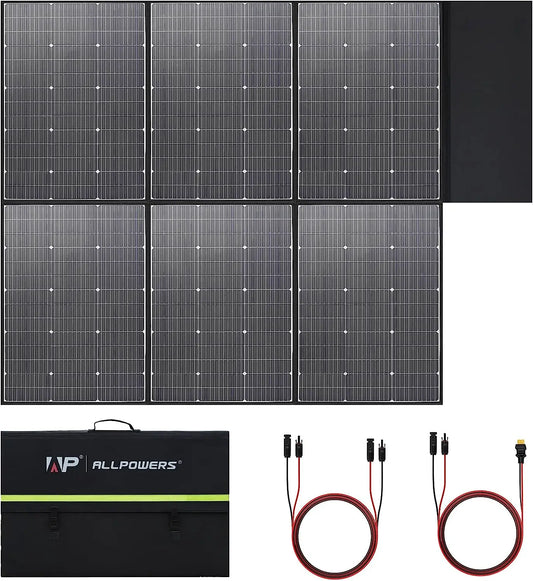 ALLPOWERS Foldable Solar Panel 600W High-Efficiency Solar Module Solar Charger with Solar Output for RV Off-Grid Boat Home Camp