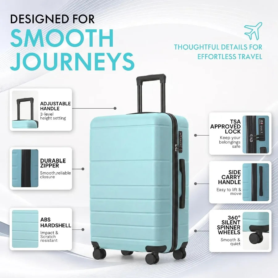 Luggage Set of 3 20 24 28 Spinner Suitcases TSA Lock Sky