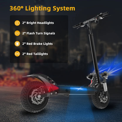 X700 Dual Motor Electric Scooter, 45 mph Max Speed, 50 Miles Range, 10" All-Terrain Tires, Foldable E Scooter for Adults