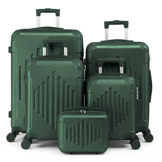 Luggage Sets 5 Rolling Travel Luggage Trolley Case for Men Women Retro Green