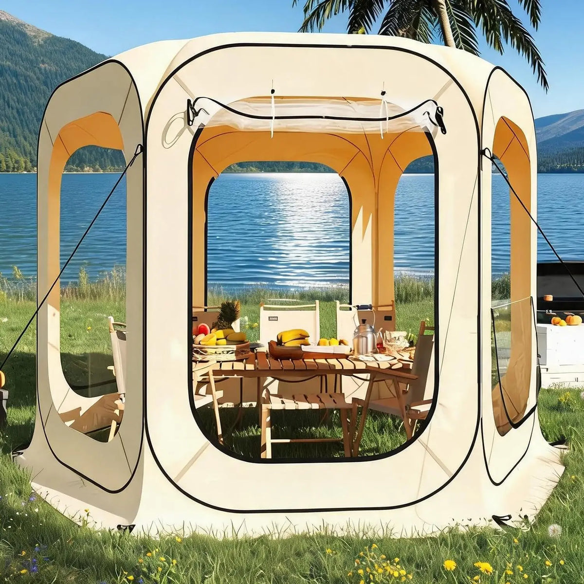 Tacleekii 10FT 12FT Pop Up Screen Tent Portable Screen House Room Instant Bubble Tent Shelter, Rainproof Camping Sun Shelter Coldproof for Patio, Backyard, Deck, Sports Events