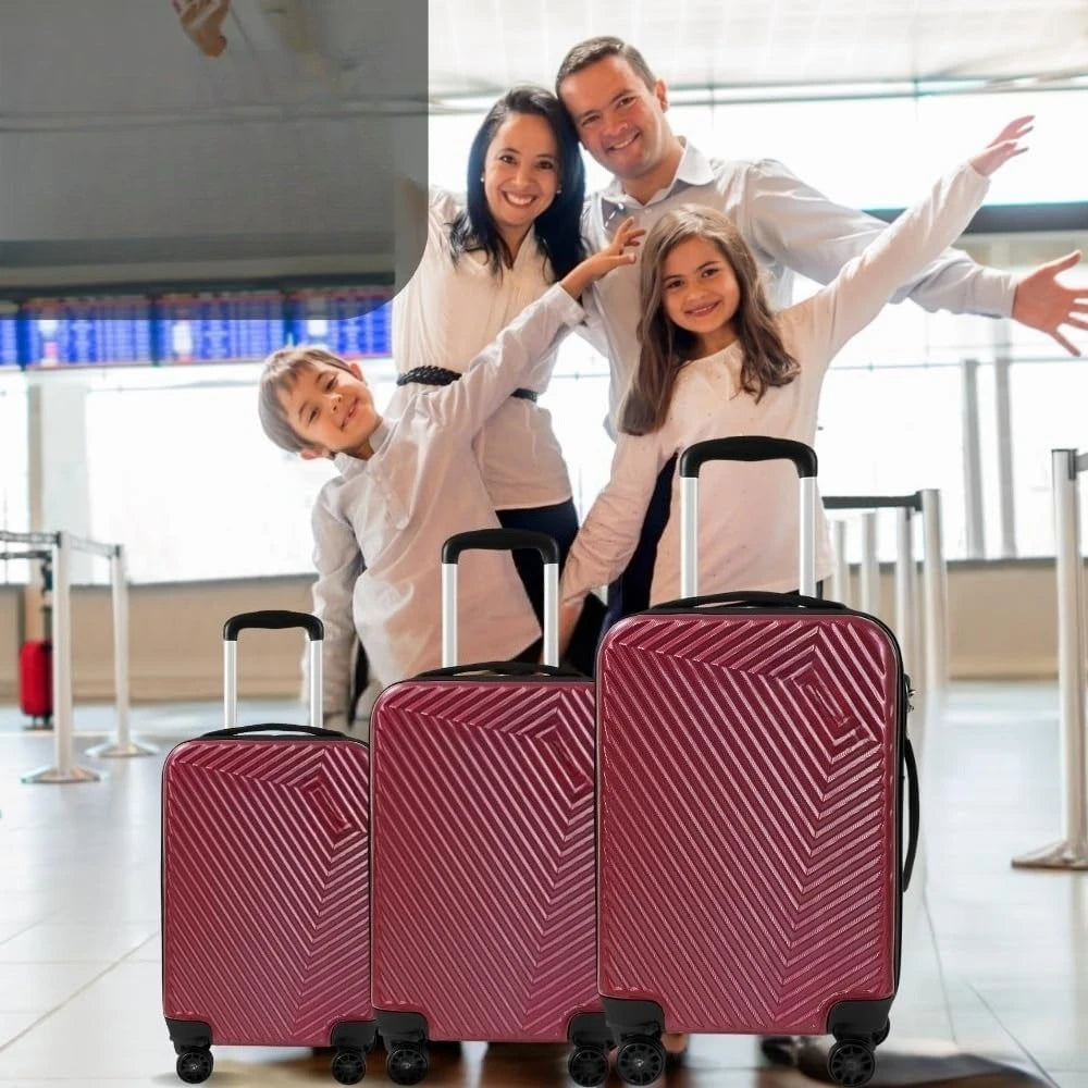 3-Piece Lightweight Hardside Spinner Luggage Set with TSA Lock, 3 piece suitcase set (20in24in28in) (Cherry Red)