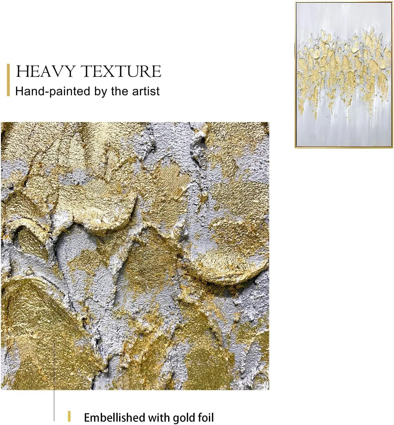 Abstract Gold Wall Art Set of 3 Hand-Painted Canvas Panels for Living Room Bedroom Modern Decor