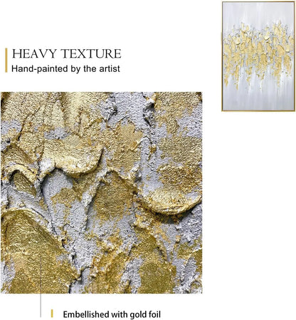 Abstract Gold Wall Art Set of 3 Hand-Painted Canvas Panels for Living Room Bedroom Modern Decor