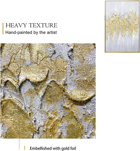 Abstract Gold Wall Art Set of 3 Hand-Painted Canvas Panels for Living Room Bedroom Modern Decor