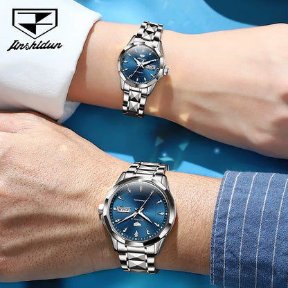 JSDUN Top Romantic Couple Watch Tungsten Steel Strip Imported Movement Imported Movement  Automatic Mechanical Watch for Lovers