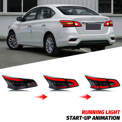 LED Tail Lights for Nissan Sentra 2013-2019 B17 Sylphy Nismo Start-up Animation Sequential Signal Black Rear Lamps Assembly